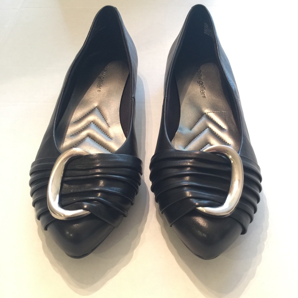 New Leather Andrew Geller Flats with Silver Accent